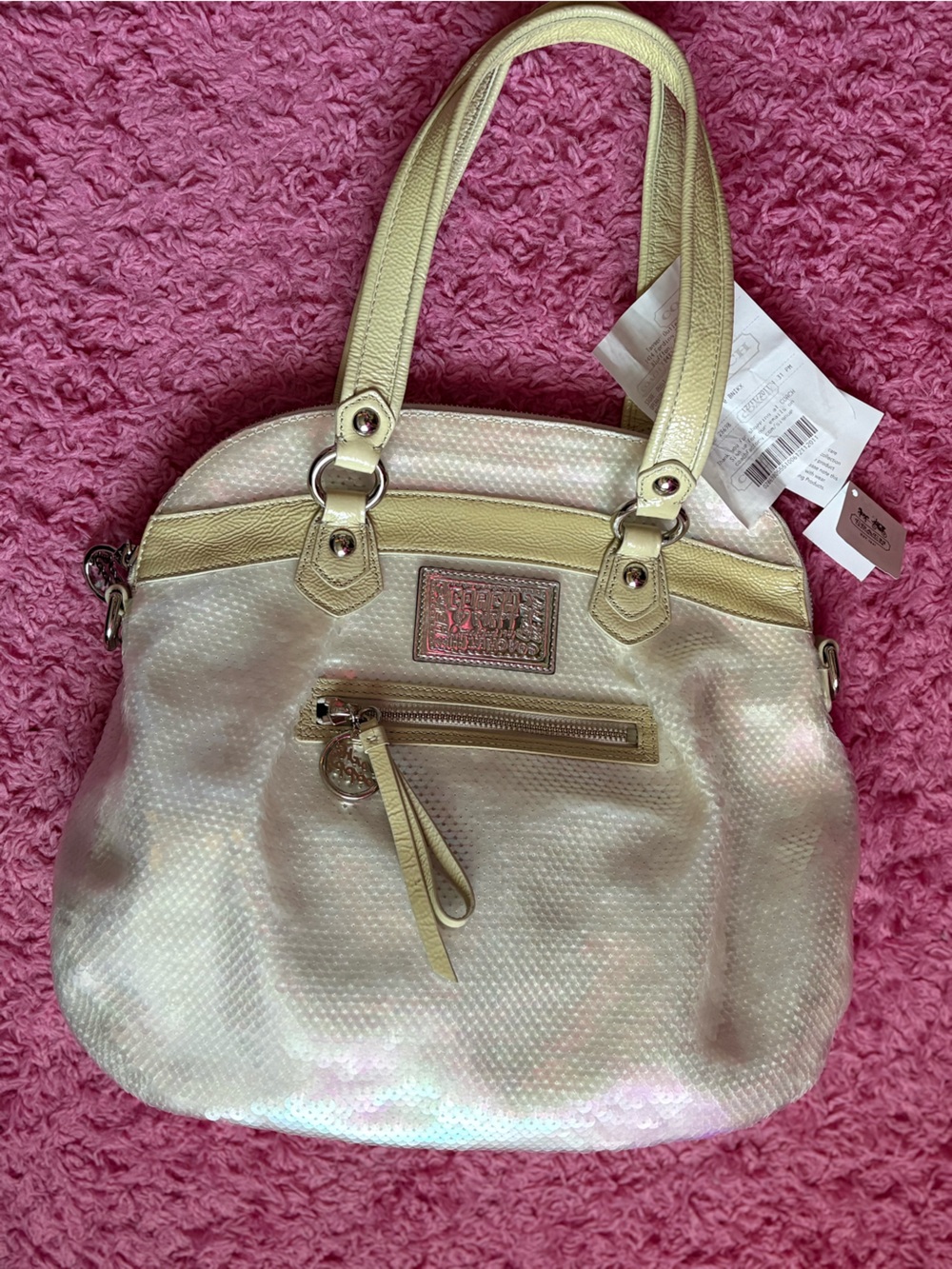 Coach Poppy Spotlight Opal Iridescent Sequin Tote Bag